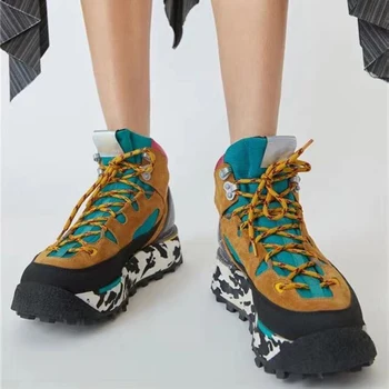 Blana de iarnă pantofi pentru Femeie alpinism Formatori creeper plasă de mozaic cizme cu talpă înaltă înălțime de top creșterea platforma adidasi