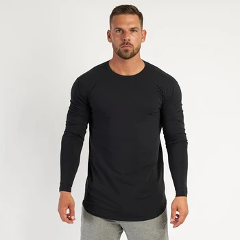 2020 Culoare Solidă Maneca Lunga T-Shirt Pentru Bărbați Primăvară Casual Sport Topuri De Bumbac, Pulovere De Moda Slim Fit Bază Sală De Fitness Tee Shirt
