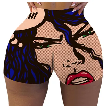 Moda pentru femei Slim Hot Cuvinte Amuzante de Imprimare de Fitness Bomboane Pantaloni Skinny pantaloni Scurți Femei Respirabil Scurți Sexy Club
