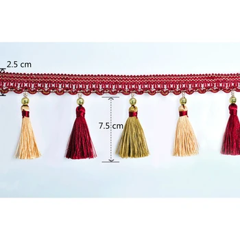 5 Metri / 16.4 Ft Ornamente DIY Trim Cusut Franjuri Canaf pentru Perdele 9 Culori