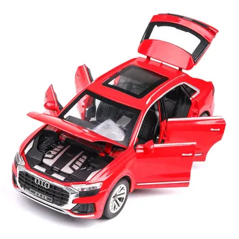 De Simulare mare de 1:24 Audi Q8 SUV off-road Model de Vehicul Diecasts Vehicule de Jucărie Aliaj Model de Masina Cu Sunet de Lumină Trage Înapoi Copil Jucărie