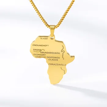 Din Oțel Inoxidabil Africa Harta Geometrice De Colier Pandantiv Colier De Femei Personalizate Orice Stat În Formă De Declarație De Bijuterii Cadou