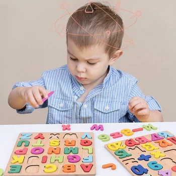 1 buc 20cm Placa de Lemn cu Alfabet Colorat Numărul de Puzzle 3D pentru Copii mai Devreme Jucărie de Învățământ Scrisoare de Potrivire Joc de Familie