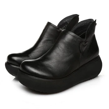 YAERNI Elegant, Confortabil Real din Piele Pantofi Casual Tocuri inalte mai Nou Toamna Iarna ghete Pantofi Pene Femeie de Moda E543