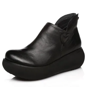 YAERNI Elegant, Confortabil Real din Piele Pantofi Casual Tocuri inalte mai Nou Toamna Iarna ghete Pantofi Pene Femeie de Moda E543