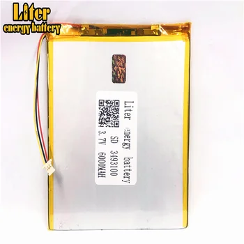 1.0 mm - 3 Pin plug 3.7 V 3493100 3595100 6000mah acumulatori lipo baterie li-ion polimer baterie cu litiu tablet pc