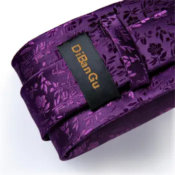 Cadou Barbati Cravata Violet Solid Mătase Florale Nunta Cravată Pentru Bărbați Batista Buton Oameni de Afaceri Cravată Set DiBanGu Nou Designer de Petrecere MJ-7267