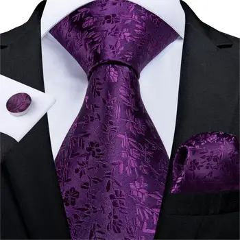 Cadou Barbati Cravata Violet Solid Mătase Florale Nunta Cravată Pentru Bărbați Batista Buton Oameni de Afaceri Cravată Set DiBanGu Nou Designer de Petrecere MJ-7267