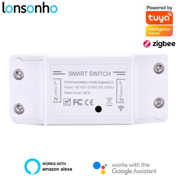 Lonsonho Smart Switch Controller Tuya Zigbee 3.0 Întrerupătoarele de Lumină Releu 16A Acasă Inteligent de Control de la Distanță de Start Google Alexa Compatibil