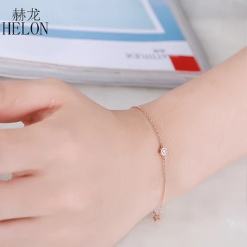 HELON Solid 18K 750 de Aur a Crescut cu 0,1 ct F Culoare Lab Crescut Moissanite Brățară cu Diamante Test Pozitiv Pentru Femei Stil Trendy Bijuterii
