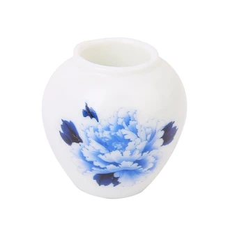 Set de 3 buc casă de Păpuși în Miniatură de Plastic Vaza de Flori---Albastru Florale Pictate