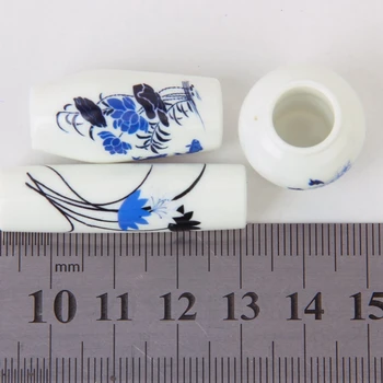 Set de 3 buc casă de Păpuși în Miniatură de Plastic Vaza de Flori---Albastru Florale Pictate
