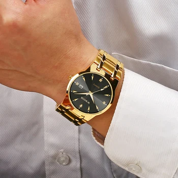 WWOOR Ceas Pentru Bărbați 2020 de Lux de Top Diamond Gold Mens Ceasuri de Moda din Oțel Inoxidabil Data de Cuarț Ceas de mână de Om kol saati erkek