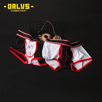 ORLVS 2 Barbati de Culoare ochiurilor de Plasă Boxeri Bărbați Lenjerie de corp de sex Masculin Pantaloni Cueca Tanga Respirabil U Convex iute Uscat Penis Husă de boxeri