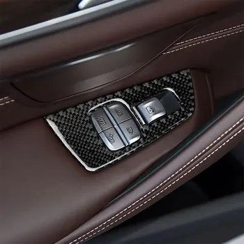 Fibra de Carbon Accesorii Auto Interior Fereastra Ridicați Capacul Panoului Ornamental Autocolante Pentru BMW Seria 5 G30 G38 528li 530li 540li 2018