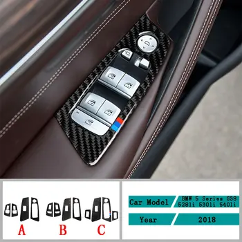 Fibra de Carbon Accesorii Auto Interior Fereastra Ridicați Capacul Panoului Ornamental Autocolante Pentru BMW Seria 5 G30 G38 528li 530li 540li 2018