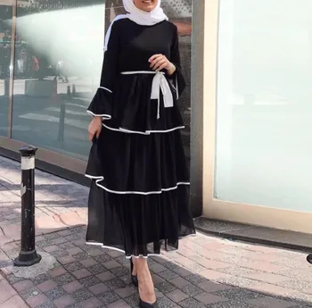 Rochie Musulman Femeile Dubai Abaya Volane Completă De Moda Casual Cu Maneci Doamnelor Nou Islamic Haine Marocan Lung Maxi Rochii