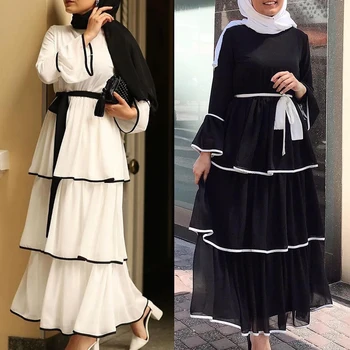 Rochie Musulman Femeile Dubai Abaya Volane Completă De Moda Casual Cu Maneci Doamnelor Nou Islamic Haine Marocan Lung Maxi Rochii
