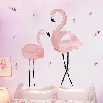 Haotic Iarba Autocolante de Perete DIY Flamingo Animal Decalcomanii de Perete pentru Dormitor Copii Camera Copilului Bucătărie Decor Acasă