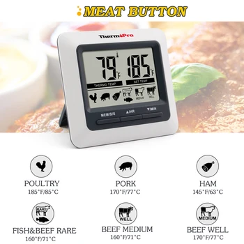 ThermoPro TP04 Mare LCD Digital de Bucatarie Mâncare de Carne de Gătit Termometru pentru GRATAR Grill Cuptor Fumător