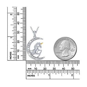 Strollgirl 925 Coliere de Argint cu Zirconia Luna si Cai Animale Lanț Colier Pandantiv pentru Femei Bijuterii Fine Cadou