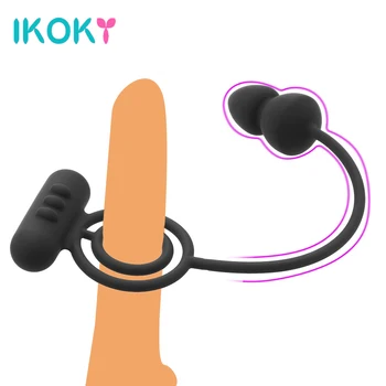 IKOKY Anal, Dop de Fund Penis Vibrator Inel Silicon Double Cock Ring Orgasm sex Masculin, Prostata pentru Masaj Bărbați Intarziere Ejaculare Jucarii Sexuale