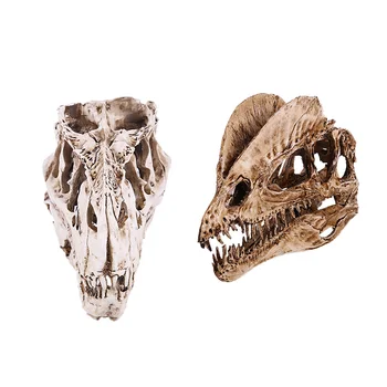 2-Pack Rășină Dinozaur Craniu Model de T-rex Și Dilophosaurus Schelet Figurina