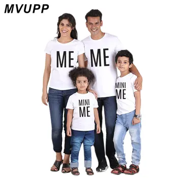 Familie de Potrivire Tinuta Scrisoare Mi-Mini Mine Tatăl și Fiul Tricou Familia T-shirt Toată Familia Tata Mama Copil Haine de Bumbac
