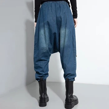 SISPELL Imprimare Color Lovit de Femei Denim Pantaloni Harem Talie Mare Libertate Pentru Femei Pantaloni Casual Moda Streetwear Valul 2020