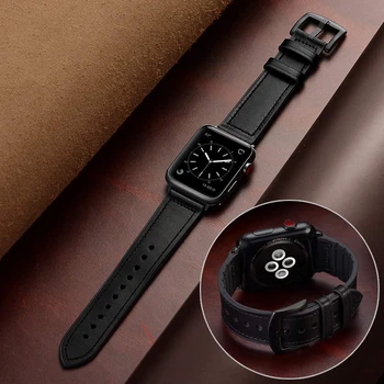 Curea pentru Apple watch 4 5 trupa 44mm 40mm 42mm 38mm Iwatch serie 5/4/3/2/1 silicon+Vintage real bratara din piele wristbelt