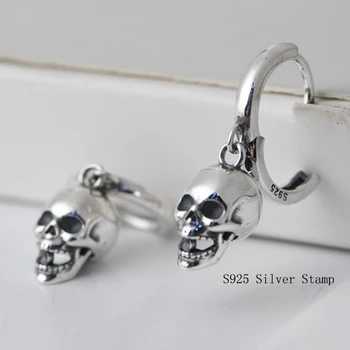 BALMORA Pur 925 Sterling Silver Skull Ureche Stud Cercei Pentru Femei Barbati Moda Vintage Thai Argint Cercei Bijuterii Brincos Cadou