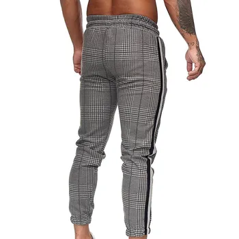 Barbati Pantaloni Casual cu Buzunare Stripe Print Carouri Pantaloni Cordon Pantaloni Lungi Glezna-a Legat Pantaloni cadou de Ziua Îndrăgostiților Pentru om