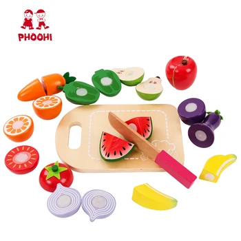 Copii din Lemn de Tăiere de Fructe și Legume de Jucarie pentru Copii Pretind Accesorii de Bucătărie Alimentare a Juca Jocul Toy PHOOHI