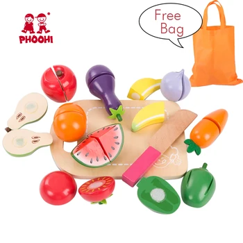 Copii din Lemn de Tăiere de Fructe și Legume de Jucarie pentru Copii Pretind Accesorii de Bucătărie Alimentare a Juca Jocul Toy PHOOHI