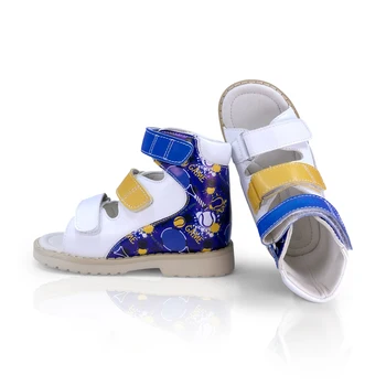 Ortoluckland Copii Pentru Copii Moda Sandale Baieti Ortopedice De Imprimare Din Piele Graffiti Corecție Pantofi Cu Rezistente De Design Unic