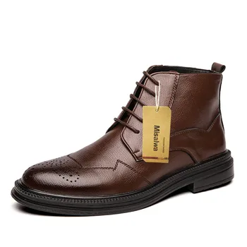 Misalwa Bocanc de Moda Mens Cizme Dantela-up de Afaceri Formale Britanic Barbat Glezna Cizme High Top Oxford Casual Pantofi din Piele PU