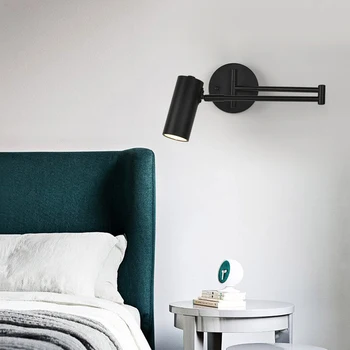 SAMBUNG Nordic Noptieră Lampa de Perete Aur Creative Moderne de Rotatie Reglabil Retractabil Tranșee de Perete Dormitor Culoarea Negru