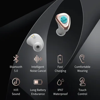 TWS Cască Bluetooth 5.0 Adevărat Cască fără Fir Cu Microfon Handsfree Pentru iphone xiaomi Cască setul cu Cască Stereo