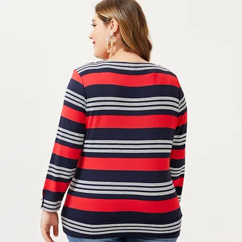 2020 Toamna mama hainele cu maneci Lungi Stripe T-shirt doamnelor moda Vintage elegante Plus Dimensiune Topuri de Femei