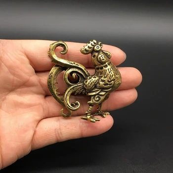 Colectie Chineză Alamă Sculptate Animale Zodiacale Pui Cocoș Rafinat Statui Mici