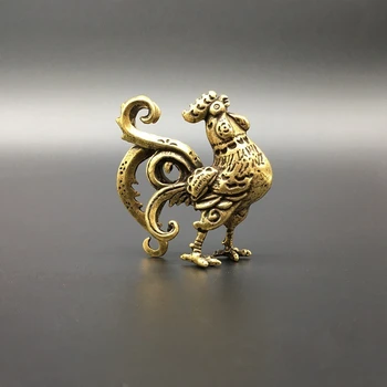 Colectie Chineză Alamă Sculptate Animale Zodiacale Pui Cocoș Rafinat Statui Mici