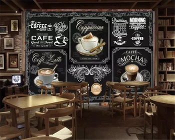 Personalizate Retro de Mână-pictat Tablă de cafea catering 3d Tapet cafenea Restaurant Fundal decor mural Beibehang