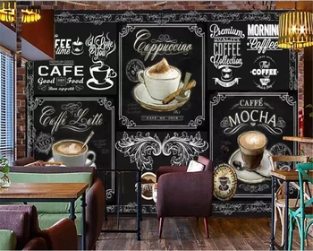 Personalizate Retro de Mână-pictat Tablă de cafea catering 3d Tapet cafenea Restaurant Fundal decor mural Beibehang
