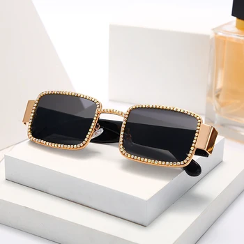 Dreptunghi Stras ochelari de Soare Femei de Moda Steampunk Diamant Ochelari de Soare Vintage Cristal Shades Ochelari de soare UV400 Oculos
