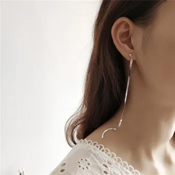 RUIYI S925 Argint Sterlină Femei Bijuterii de Nunta Ciucure Lung Cercei coreea Style Femei de Lux Lanț de Șarpe Ureche Linii Cercei
