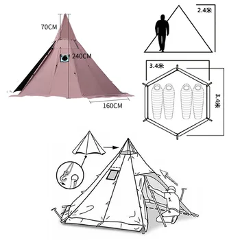 Piramida Hexagonală Flamming Cort Adăpost Cortul Masina De Auto-Conducere Drumeții Tent Petrecere Pergola În Aer Liber Camping Armata Relief Cort
