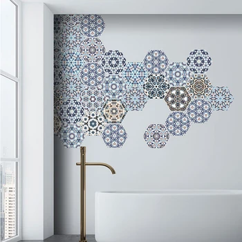 10buc Hexagon DIY Podea 3D Autocolante Impermeabil autoadezive din PVC Non-Alunecare de Autocolant de Perete Bucatarie Baie Camera de zi de Decorare