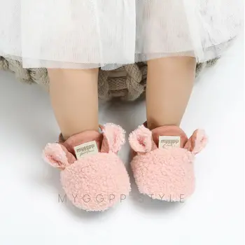 Pantofi 2020 Copil Nou-născut, Copil mic Fata de Iarna Cald Desene animate Ureche Tricot de Bumbac Copilul Anti-alunecare Talpă Moale Botine Pantofi