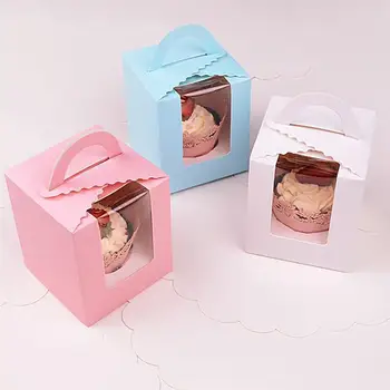 20buc Drăguț Mini Biscuiti Cutie de Bomboane Singură Brioșă Cutie Portabil Fereastra Cupcake Cutie Mousse de Noroi Budinca de Sticla Ambalaj Cana Cadou