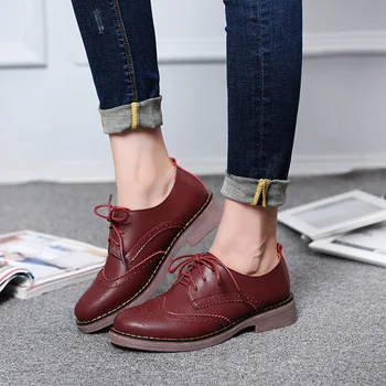 Ariari Femei Stil Britanic Oxford Pantofi Vintage Din Piele Barbati Pantofi De Moda Rotund Toe Dantela-Up Balerini Mocasini Liane